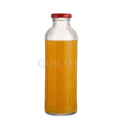 China Eco-friendly Recyclable High Quality New Arrive Round 16oz 500ml Empty Clear Food Drinking Juice Kombucha Tea Glass Bottle With Metal Lid for sale