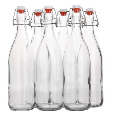 China 33oz 1000ml Beverage Recycled Swing Top Stoppers Brew Glass Bottle With Airtight Lid And Leak Proof Cap For Drinks for sale