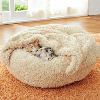 China Handmade Padded Plush Nest Plush Handmade Plush Nest Comfortable Comfy Luxury Comfortable Padded Cave Pet Bed Anti Donut Large With Anti Slip Bottom for sale