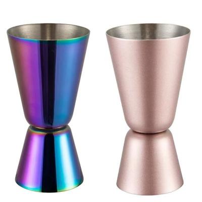 China Amazon Viable Hot Bar Tool Small Stainless Steel Jigger 25/50ml Pure Copper Measuring Shot Glasses Double Side Metal for sale