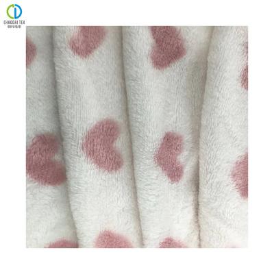 China Stretch Pink Heart Printed Soft Recycled Polyester Fabric For Blankets Home Textile for sale