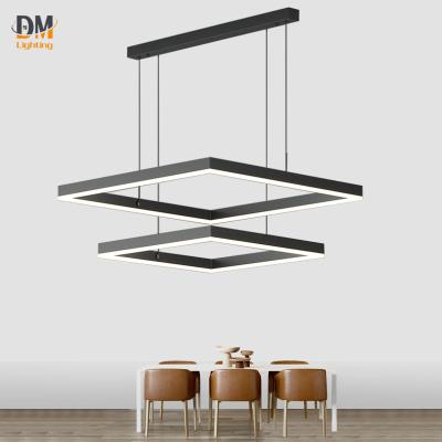 China Modern Modern Contemporary Black Design Square Acrylic Living Room LED Black Gold Chandelier for sale