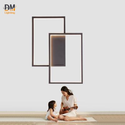 China Modern Led Light Double Square Home Staircase Wall Living Room Wall Lamp Popular Light Modern Fancy Home Decorations for sale