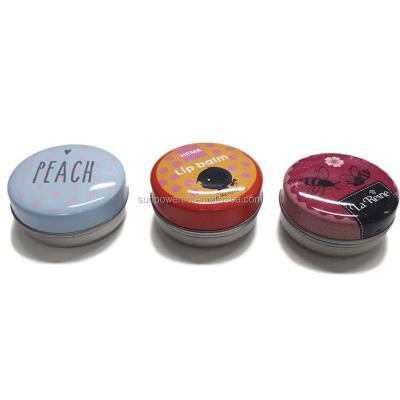 China Recyclable round box balm tin containers / tin storage tin lid / mini lid balm tin container for sale