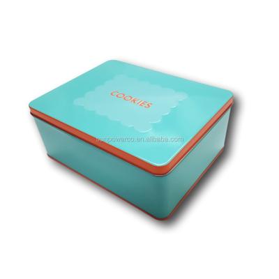 China Recyclable rectangular cookie tin box / custom printed box for metal cookie / cookie tin for sale