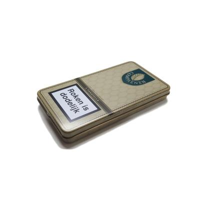 China Recyclable Rectangular Tin Cigarette Holders/Cigarette Tin Packaging Box/Hinged Metal Cigarette Box for sale