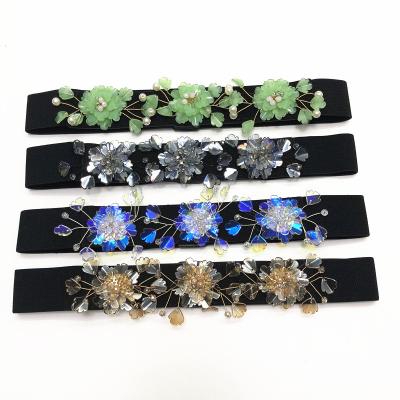 China Garment Accessories Women Ladies Cute Flower Decorated Elastic Waistband Stretch Waistband for sale