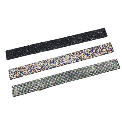 China Garment Accessories Fashion Sparkly Beaded Crystal Rhinestone Women's Skinny Waistband Wide Floral Elastic Waistbands For Lady for sale