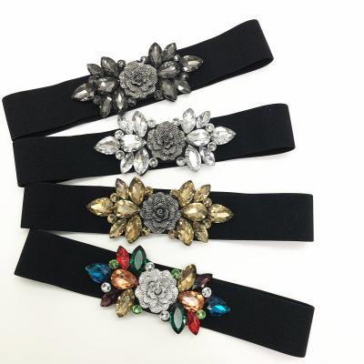 China Garment Accessories Fashion Rhinestone Flower Beads Bridal Belt Handmade 3D Rose Flower Pregnant Maternity Sash for sale