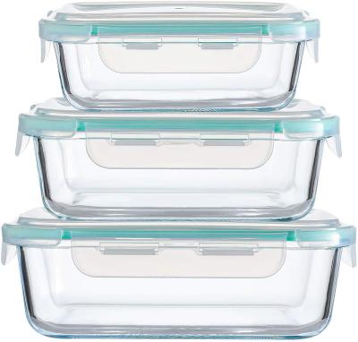 China Microwavable Professional Glass Container Microwavable Glass Bento Food Lock Lunch Box Set For Wholesales for sale