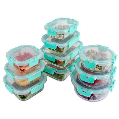 China Brand New Microwavable Glass Food Container Set With Lid Glass Food Storage Set for sale