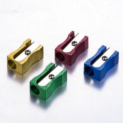 China Good Quality Aluminum Alloy Single Hole Plating Colors Aluminum Flat Mental Pencil Sharpener for sale