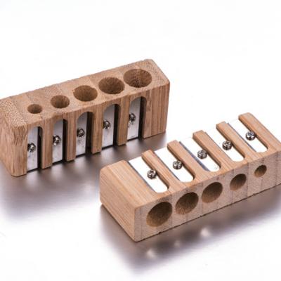 China Beech Wood Diameter Five Multiple Holes Unpolished Natural Wood Pencil Sharpener for sale