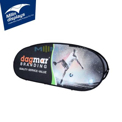 China Custom Printed Lightweight Portable Folded Outdoor Graphics Oval Pop A-Frame Banner Display Stand Dye Sublimation Printed For Charity&sports for sale