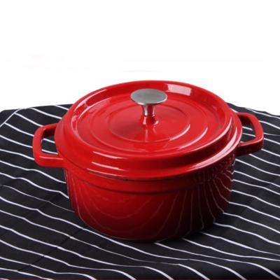 China Sustainable Cast Iron Pot Enamel Pot Cookware Set Cast Iron Double Ears Enamel Pot Cooking Set for sale