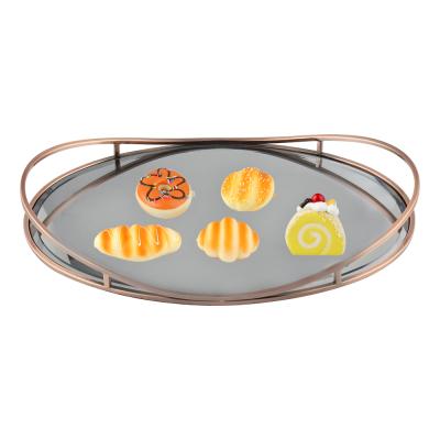 China Custom Morden Wedding Dessert Cake Metal Mirror Decorative Serving Tray for sale