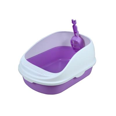 China Sustainable Pet Products Cleaning Closed Plastic Prevent Coming Out Of Cat Toilet Box Trays With Scoop Cat Litter Box for sale