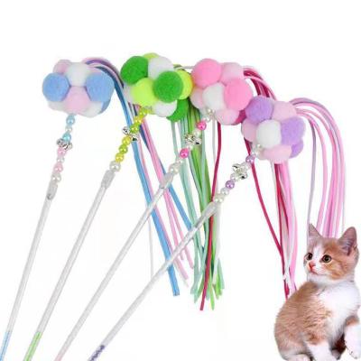 China Viable Wholesale Interactive Feather Cat Teaser Stick With Bell Pet Tail Train Cat Toy for sale