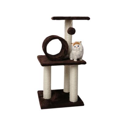 China 2022 Hot Selling Cat Trees Furniture Wooden Cat Scratching Poles Condos Towers Plush Safety Viable Factory Large Climbing Tower for sale