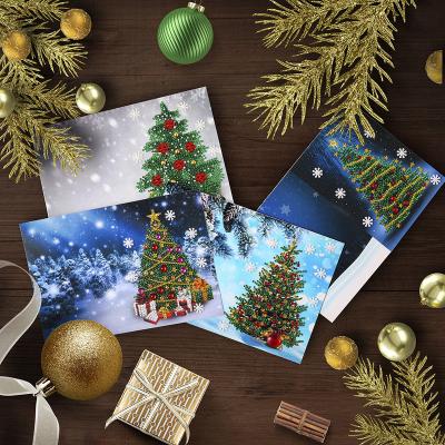 China 3D Tree Cards Diamond Painting Cards Kit Christmas Europe Birthday DIY Diamond Mosaic Greeting Card Christmas for sale