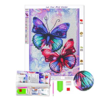 China 40x30cm DIY Eco-friendly Butterfly For Gift And Home Decor With Full Round Acrylic Diamond Covered On Canvas Oil Diamond Painting for sale