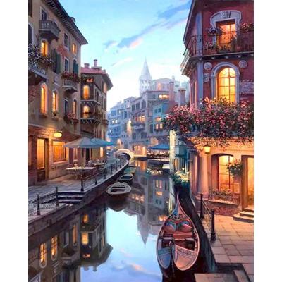 China Modern Drow City Landscape By Numbers For Adults DIY Kits Hand Painted On Canvas With Framed Oil Picture Paint By Number for sale