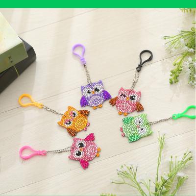 China Durable Lovely Pet Lovely Owl Cute Girl Diamond Painting Custom Logo Key Chain Other Chains Rings Spray for sale