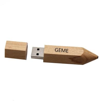 China USB Recyclable Wood Wooden 4GB 16GB 32GB 64GB Flash Drive Pencil Flash Memory Pendrive Stick for sale