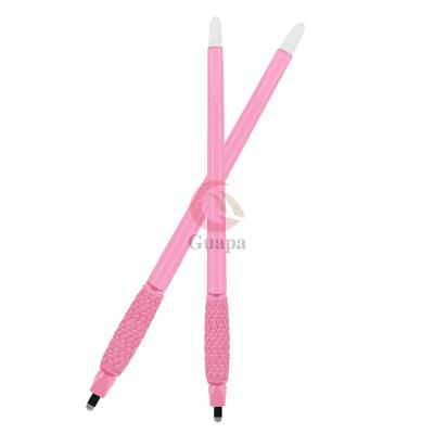 China Pink 0.15mm 18U Permanent Disposable Microblading Pen Semi-Permanent Makeup Eyebrow Tattoo Pen with Good Effect for Brows Hair Strokes for sale