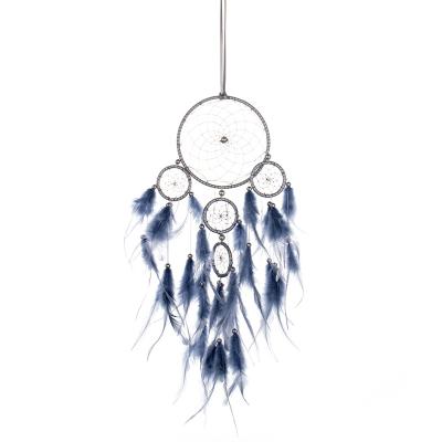 China Europe High Quality Dream Feather Catcher With Black Pearl 5 Rings For Decoration for sale