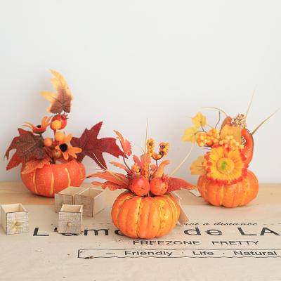 China Festival Decoration Fall Harvest Decor Props Artificial Pumpkins Maple Leaves Pomegranates Sunflowers Halloween Thanksgiving Decoration for sale