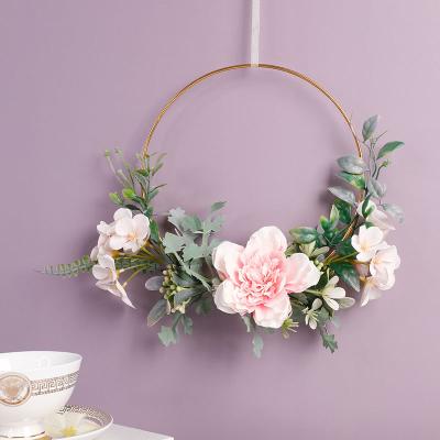 China Artificial PVC Eucalyptus Wreath Fake Flower Garland For Wedding For Circle Garland Wall Hanging Decorations for sale