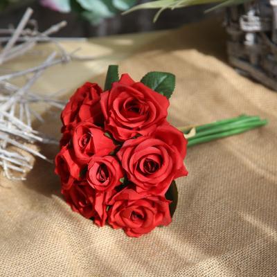 China PVC European short branch cabriolet rose artificial flowers wholesale flowers wedding home soft decoration photography decoration for sale