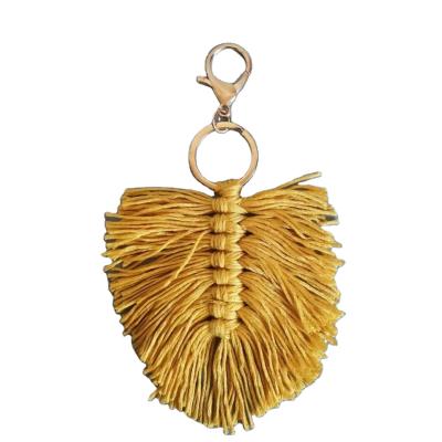 China Promotion Gift Wholesale Natural Macrame Key Chain Cotton Boho Macrame Bag Charm for sale