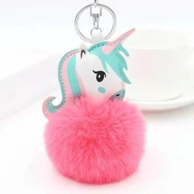 China Promotion Gift Fur Pom Pom Key Chains Faux Rex Rabbit Fur Ball Car Soft Pom Pom Key Chains for sale