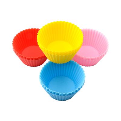 China Reusable Non-stick Baking Cups Liners Silicone Home Cupcake Muffin Cake Molds Sets for sale