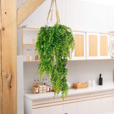 China Minimalist Artificial Leaves Plant Vine Wall Hanging Garden Green Plant Plastic Persian Leaves Flower Artificial Wall Hanging Plants Vines for sale