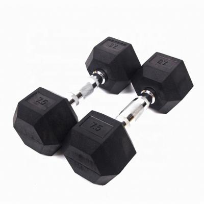 China Commercial Use 45 Pounds Iron Weightlifting PVC Hex Dumbbell Stainless Steel Hammer Multi Strength Dumbbell For Fitness Exercise for sale