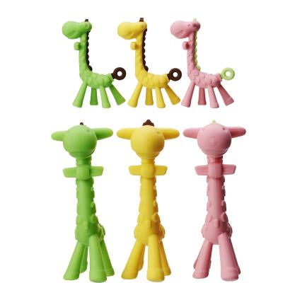 China Food Grade Non-Toxic Soft Cute Silicone Giraffe Silicone Baby Chew Teether Bpa Free Infant Teether Chew Toys for sale