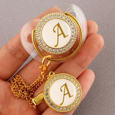 China Multicolor BPA Free BPA Bling Luxury Dummy Initial Letter 26 Rhinestone Free Pacifier Baby BPA Free Bling Luxury Infant Dummy Pacifier For Babies 0-12 Months for sale