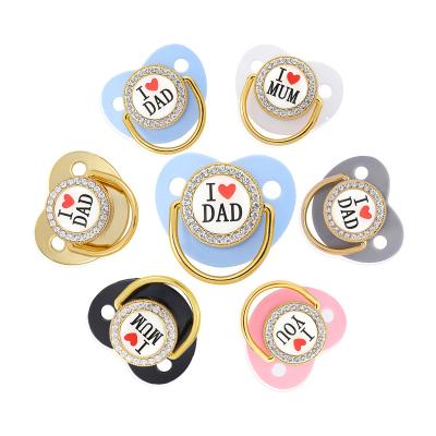 China BPA Free Luxury Baby Diamond Pacifier BPA Free Silicone Natural Rubber Newborn Infant Unisex Infant Pacifier With Clip for sale