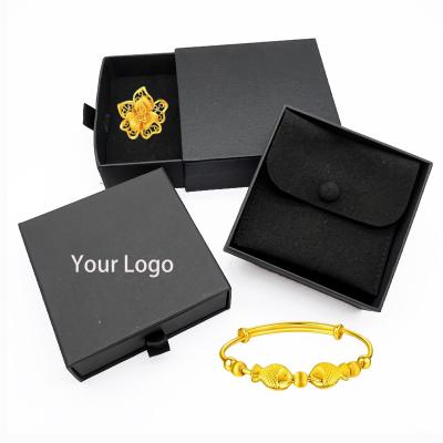 China The velvet/suede/microfiber/leather OEM printed jewelry box etc. Customized Logo Packaging Drawer Cardboard Box And Microfiber Jewelry Pouch Bag for sale