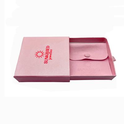 China Velvet/suede/microfiber/leather custom stocking etc. Luxury Logo Printed Jewelry Bag Packaging Unique Necklace Jewelry Packaging Box With Pouch for sale