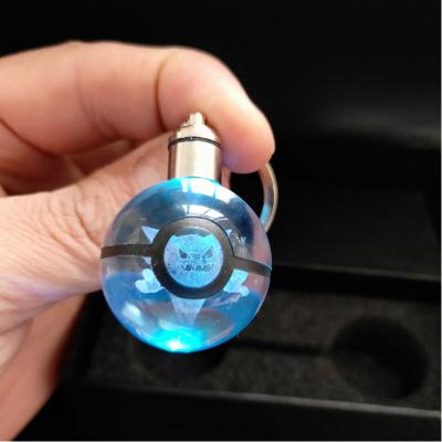 China Europe Wholesale Cheap Custom LED Crystal Keychain 3d Laser Engraving Crystal Keychain For Promotional Gift for sale