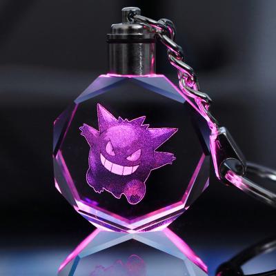 China Creative Crystal Ball Europe Amazon 3D Pokemon LED Key Chain 3D for Kids Birthday Gifts for sale