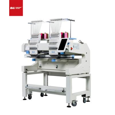 China Garment Shops BAI 2 Heads 12/15 Needles Flat Cap High Speed ​​T-shirt Computer Embroidery Machine For Sale for sale