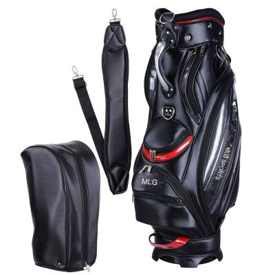 China Customized Logo PU Golf Bag Staff High Quality Embroidered Golf Course Bag Staff Leather Golf Bag for sale