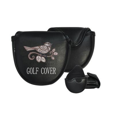 China Protect Golf Club Black OEM Golf Square Mallet Putter Golf Leather Headcover for sale