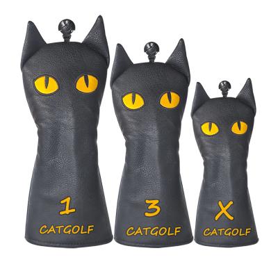 China Protect Golf Club Cute Customized Black Cat Golf Headcovers Cool Design for sale