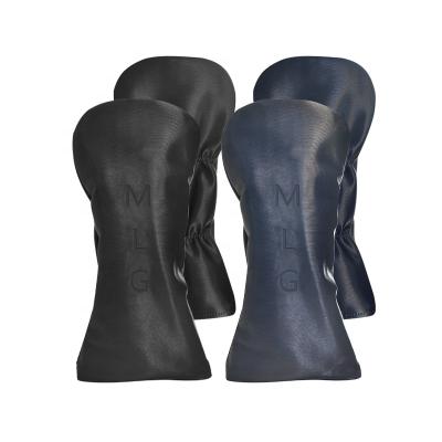 China Protect Golf Club Factory Black OEM Pure Leather PU Driver Golf Headcover Black Or Blue for sale